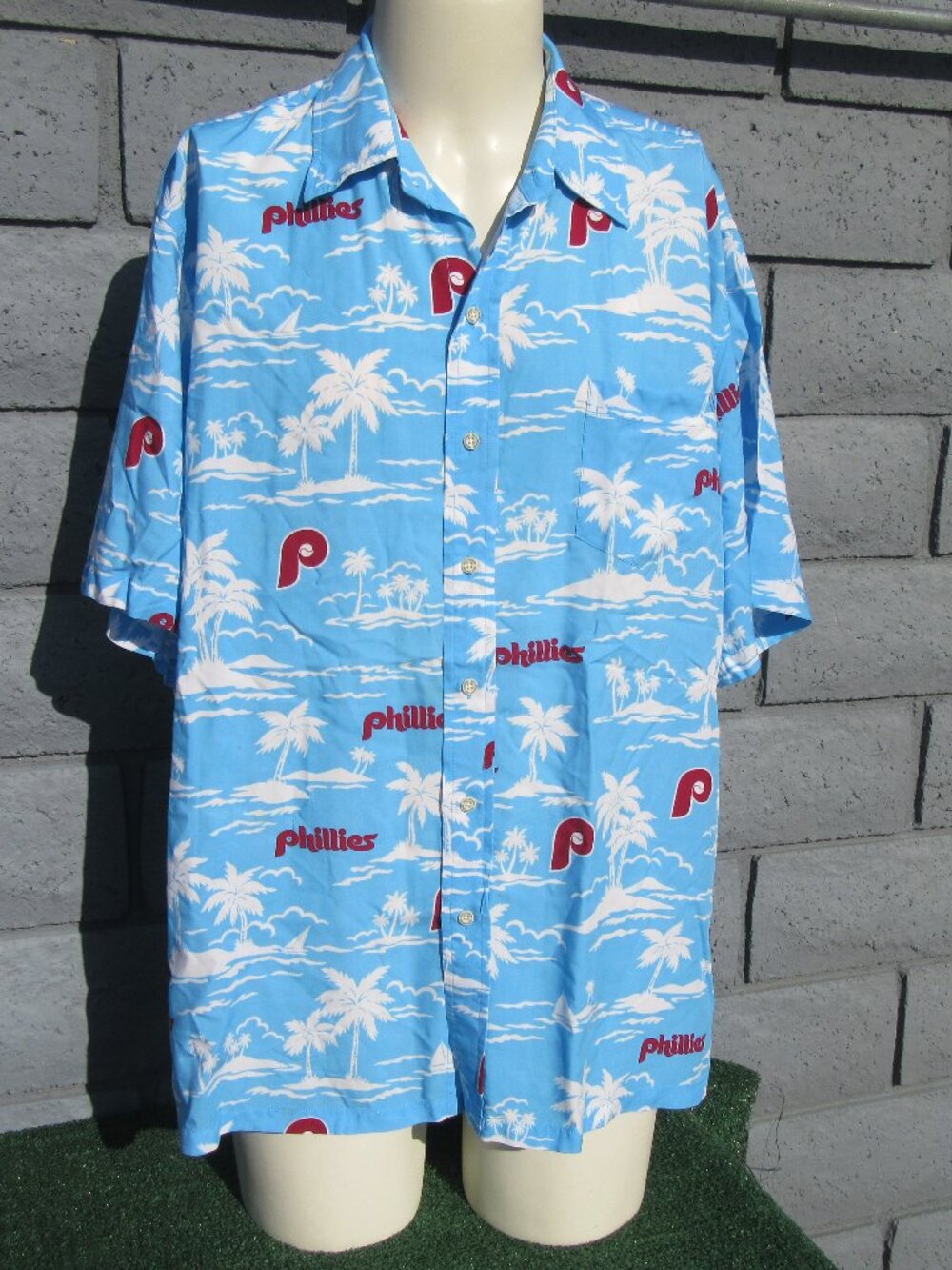 Aloha By Reyn Spooner MLB Philadelphia Phillies Hawaiian Shirt Men's Size Large